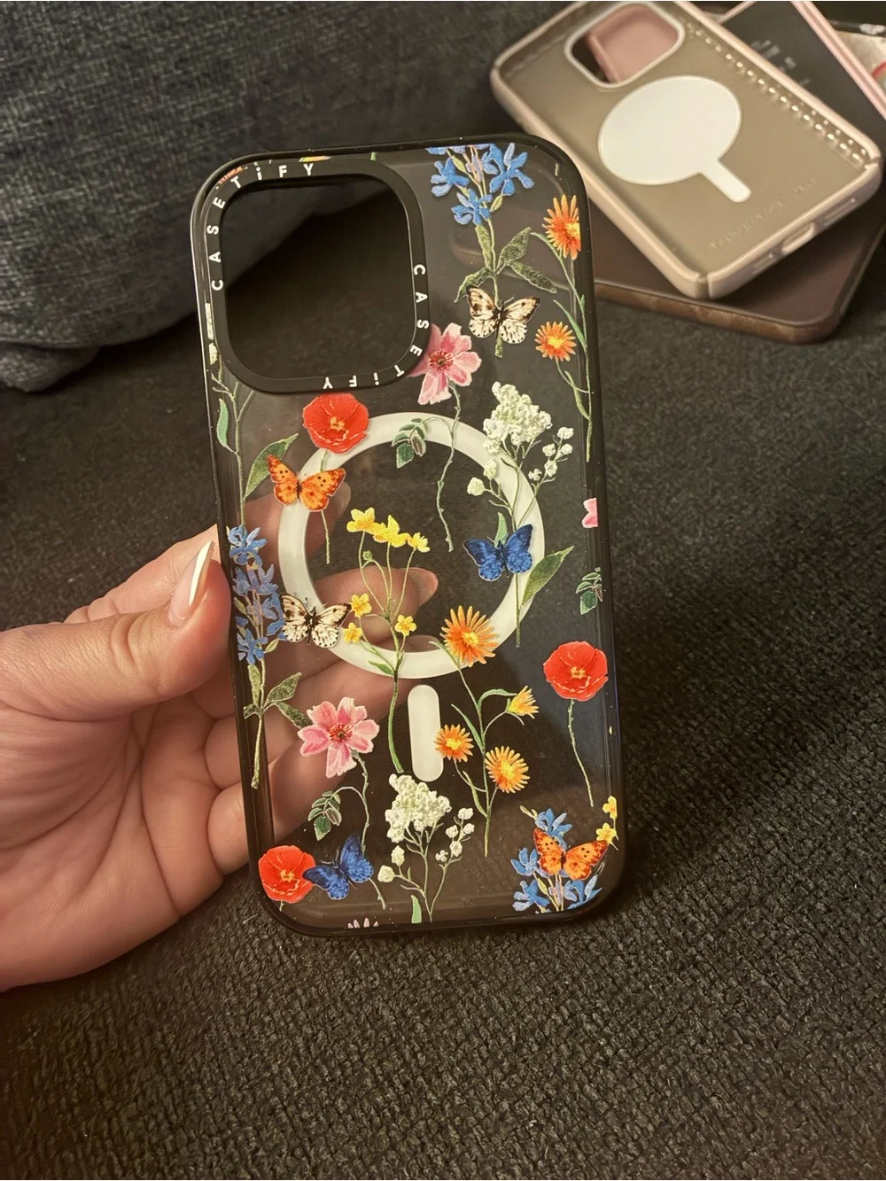 Casetify Black Floral & Butterfly MagSafe Phone Case